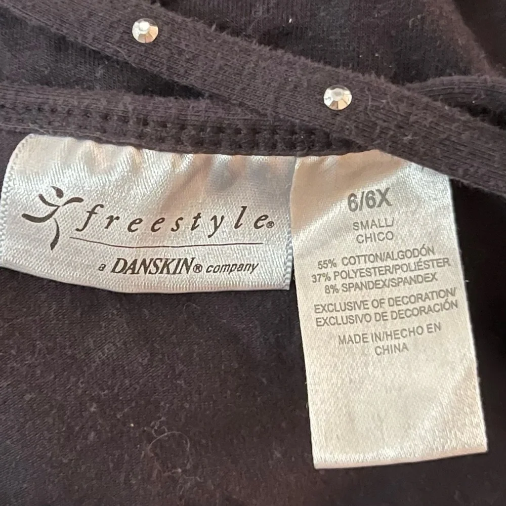 Danskin Freestyle Girls Black Leotard Studs Size 6 6X
